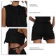 thumbnail image 5 of Conjunto de 2 piezas sin mangas con capucha para mujer con cordón elástico en la cintura y cómodos pantalones cortos de entrenamiento con capucha, 5 of 7