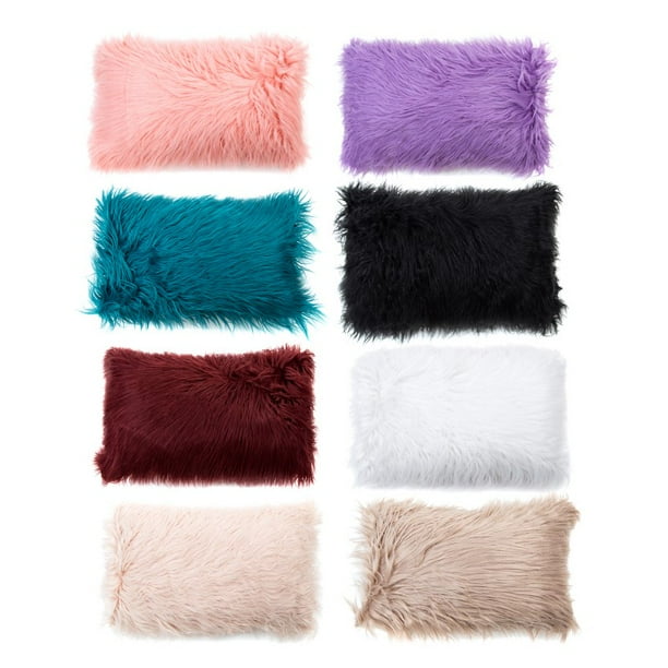 Luxury Shaggy Plush Faux Fur Decorative Throw Pillow Cover Velvety Soft