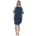 thumbnail image 2 of Womens Short Sleeve Two-Tone Nightgown with 3 Stripe Accent Sleeves Design with Pocket Niightshirt Sleepshirt, Navy Blue Small, 2 of 2