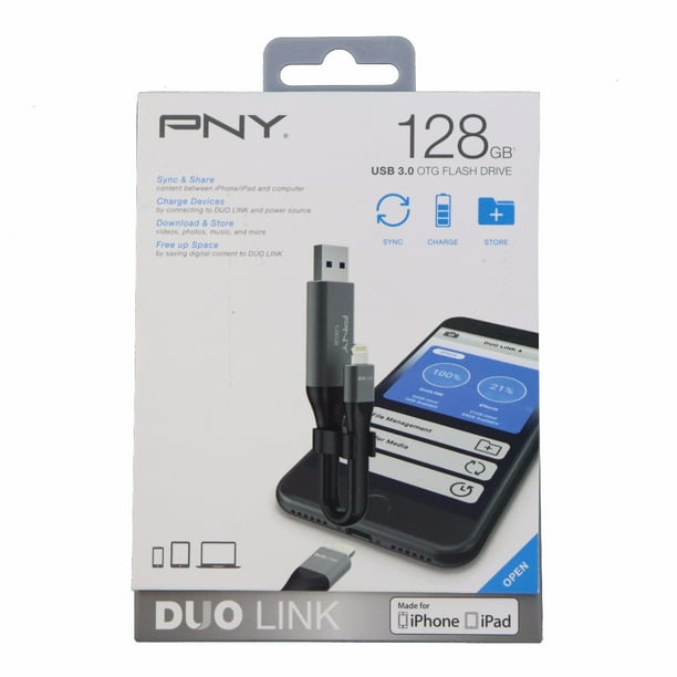 Pny 128gb Duo Link Usb 3 0 On The Go Flash Drive For Iphone And Ipads Refurbished Walmart Com
