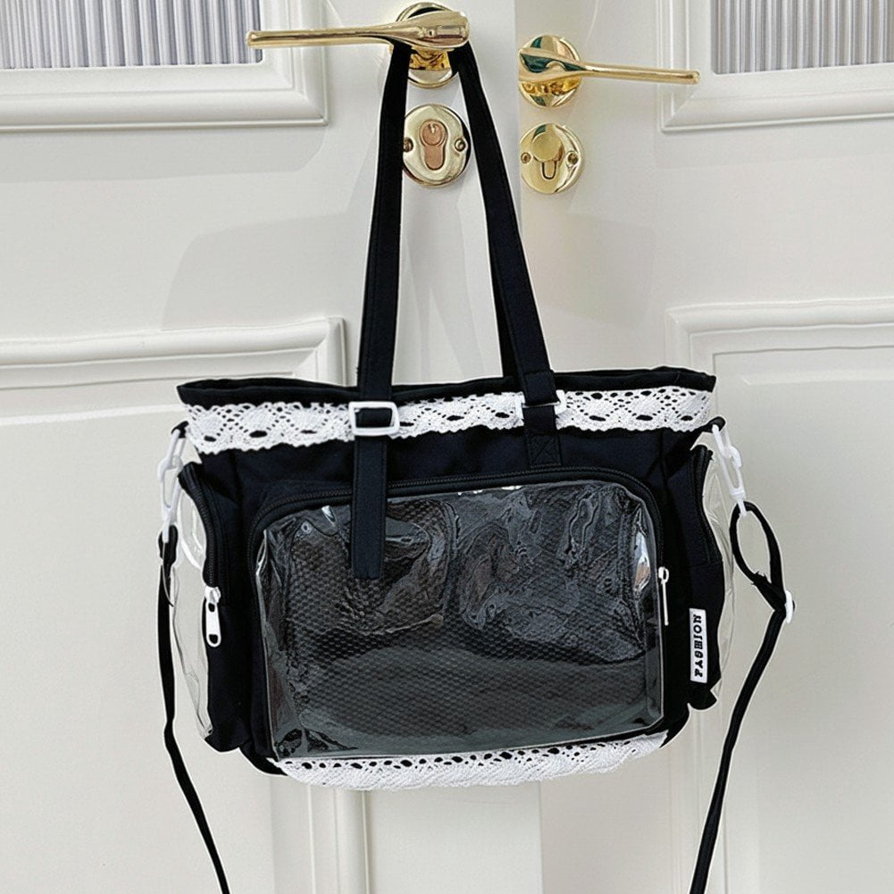 Slccxzc Japanese Style Lace Ita Bag Clear Display Anime Tote Shoulder Crossbody Handbag