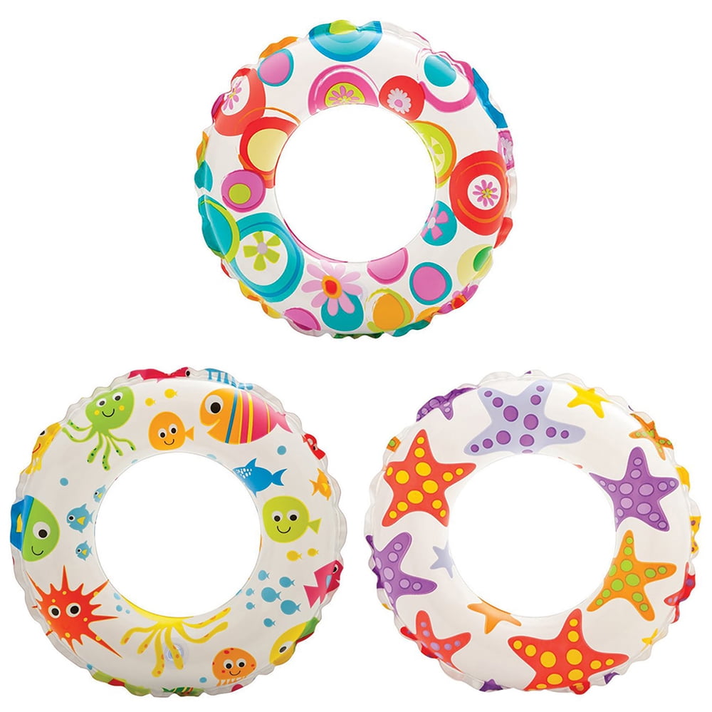Intex Inflatable 20-Inch Lively Ocean Friends Print Kids Tube Swim Ring 6 Pack