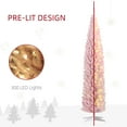 thumbnail image 4 of Christmas Trees HOMCOM 8' Tall Pre-Lit Slim Noble Fir Artificial Christmas Tree with 300 Warm White LED Lights and 618 Tips, for Christmas Decoration, Pink,Artificial Christmas Trees, 4 of 9