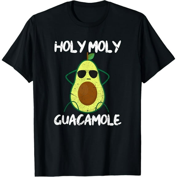 t-shirt Holy Moly Guacamole Funny Avocado Vegan Veganism T-ShirtMen and women can wear, black T-shirts, gifts. Age: M,L，XL 2XL, 3XL, 4XL