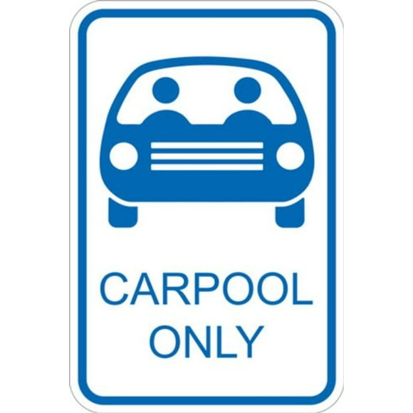 Zing Green Produits 2644 Panneau de Stationnement en Aluminium Recyclé "Carpool Only", Grade Ingénieur Prismatique, Longueur 18 Pouces, Largeur 12 Pouces