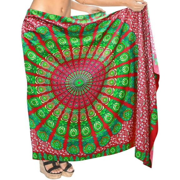 HAPPY BAY Women's Beachwear Summer Beach Wrap Bikini Wraps Sarong Skirt Swimsuit Swimwear Coverups Swim Cover ups for Women One Size Mandala, Pink