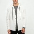 thumbnail image 7 of XuJwPNcy Mens T-Shirts Long Sleeve Button Down Shirts Shacket Drawstring Hooded Tops Breathable Work Clothes with Pockets, 7 of 7