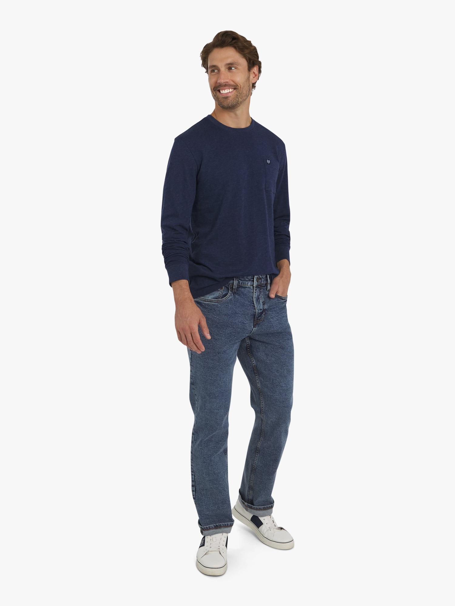 Chaps Men's & Big Men's Long Sleeve Slub Tee, Sizes S-3XL