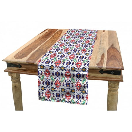 

Ethnic Table Runner Traditional Middle Eastern Pattern with Floral Elements Timeless Motifs Dining Room Kitchen Rectangular Runner 3 Sizes by Ambesonne