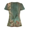 thumbnail image 4 of Alllist Womens Summer Tops Green Notch Neck Elbow-Length Graphic T-Shirts Ladies Tops And Blouses, 4 of 6