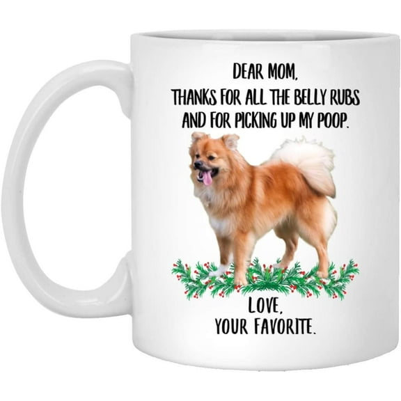 Funny Saying Pomchi Dog Gifts For Dog Mom Thanks For The Belly Rubs Christmas 2022 Gifts White Mug 11oz