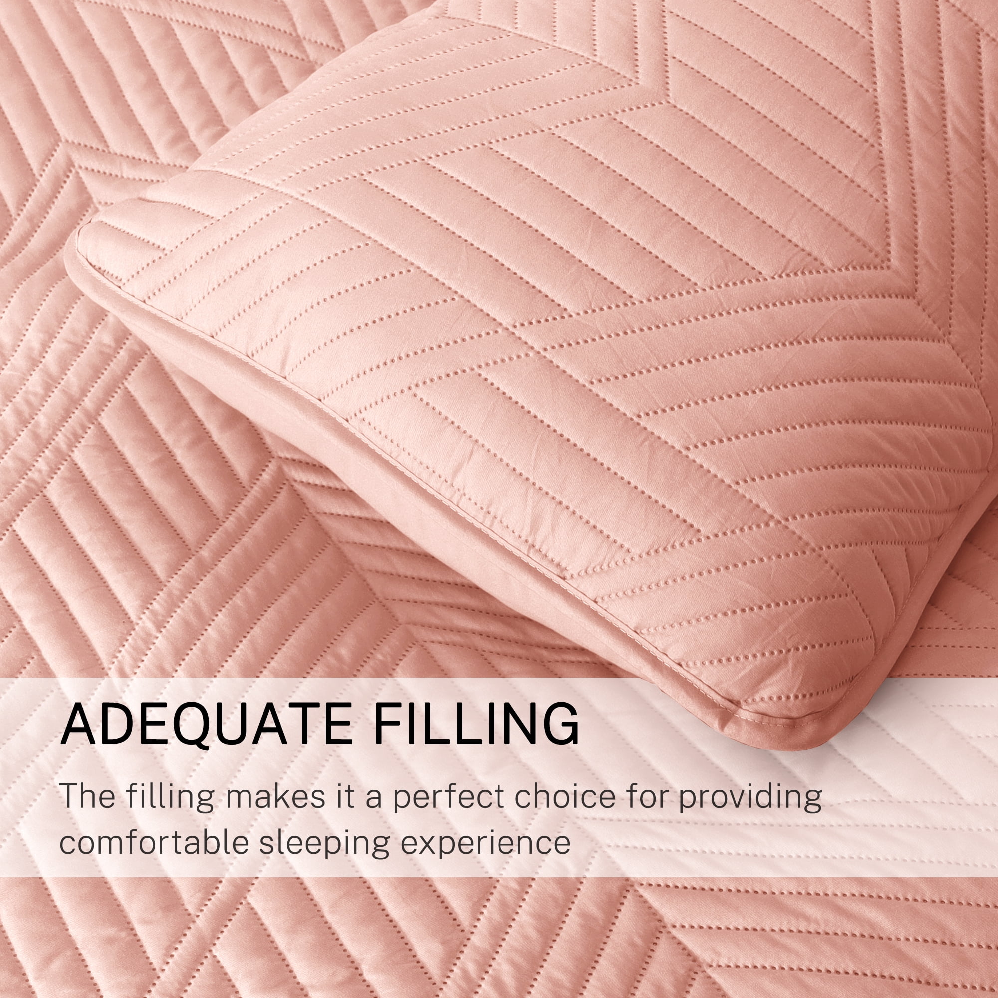 Exclusivo Mezcla Ultrasonic King Quilt Bedding Set, Lightweight Blush Pink Bedspreads Soft Modern Geometric Coverlet Set