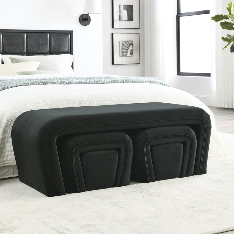 46 W 5 Pieces Ottoman Bench Set Upholstered Nesting Bench