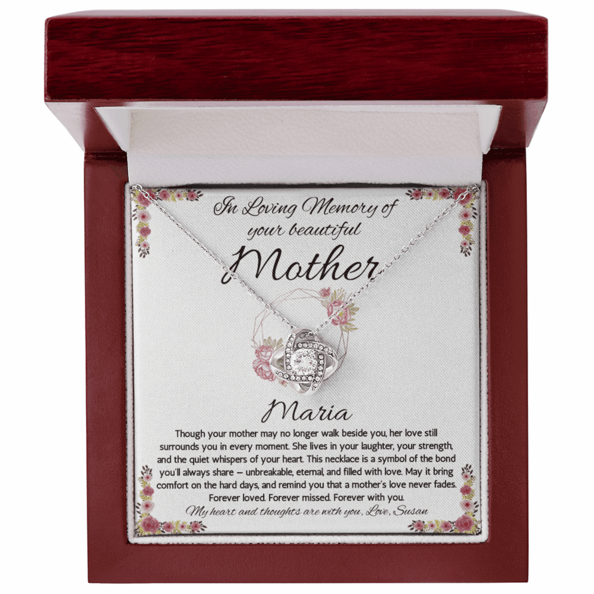 Sympathy Gift Loss of Mother, Memorial Gift for Loss of Mother, Jewelry for Daughter, In Memory of Mom, Condolence Gift, Loss of Mom Gift, Love Knot Necklace