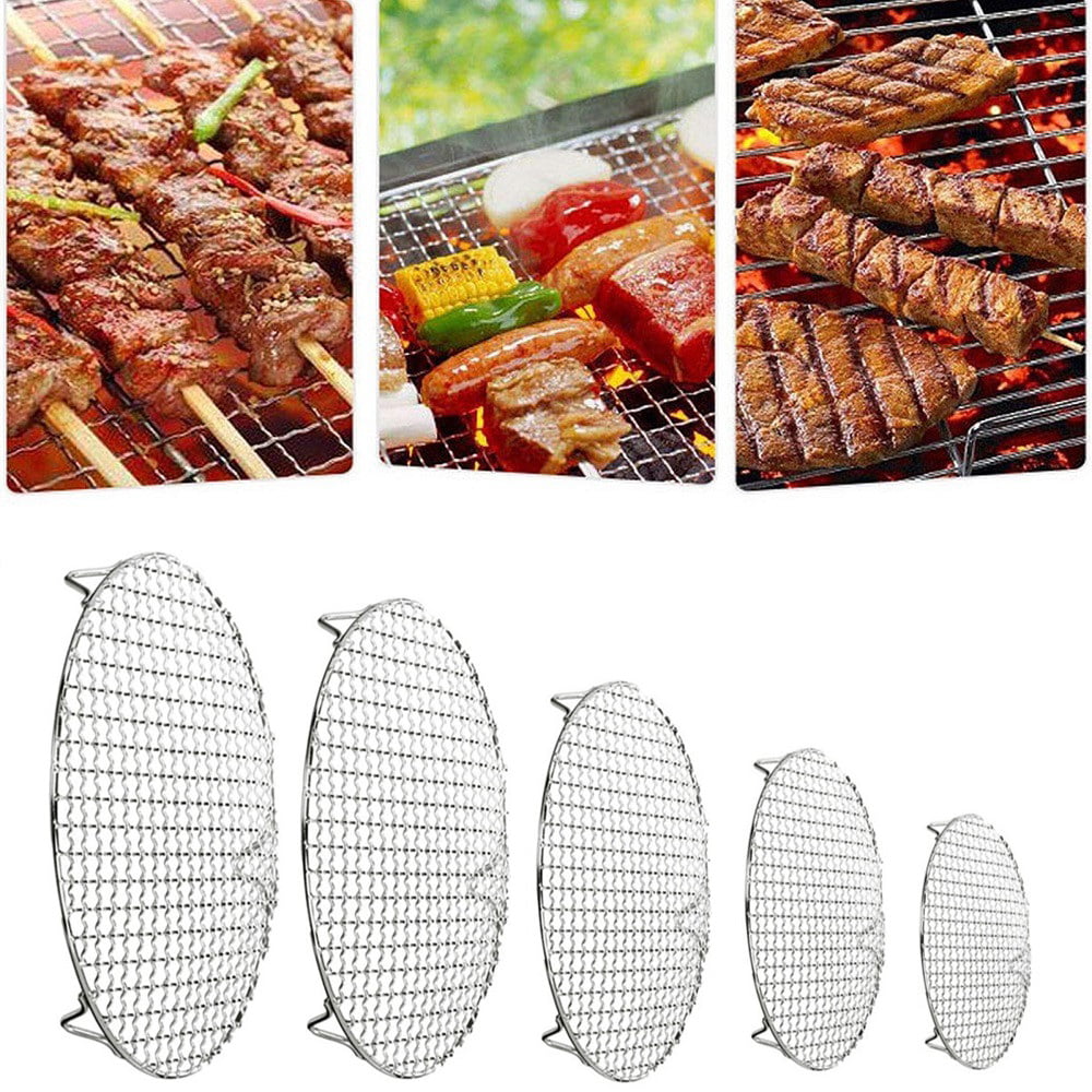 Cooling Rack Round Stainless Cross Wire Barbecue Carbon Baking Net Grill Pan BBQ 