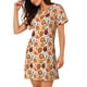 thumbnail image 2 of Easygdp Hot Fresh Pizza Camisón de manga corta para mujer, informal, estampado, 2 of 6