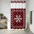 thumbnail image 6 of No Hook Shower Curtain with Built-in Rings - White Christmas Snowflake Washable Waterproof Fabric Bathroom Curtains for Hotel,Rentals, Stall 36 X 72 Inch , Red Black Buffalo Plaid Check Farmhouse, 6 of 9