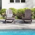 thumbnail image 3 of FODINGHILL Outdoor Folding Adirondack Chair set of 2, HDPE All Weather Patio Chair with Cup Holder for Deck Backyard Garden, BrownWood, 3 of 10