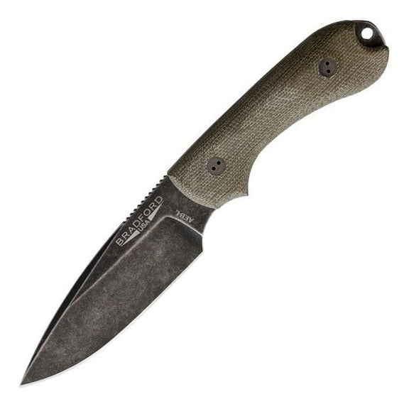 Nimbus 3D OD Green Knife BRAD3FE102NA - 6.75" Overall, AEB-L Stainless Blade, Micarta Handle, Leather Sheath - Outdoor Survival EDC