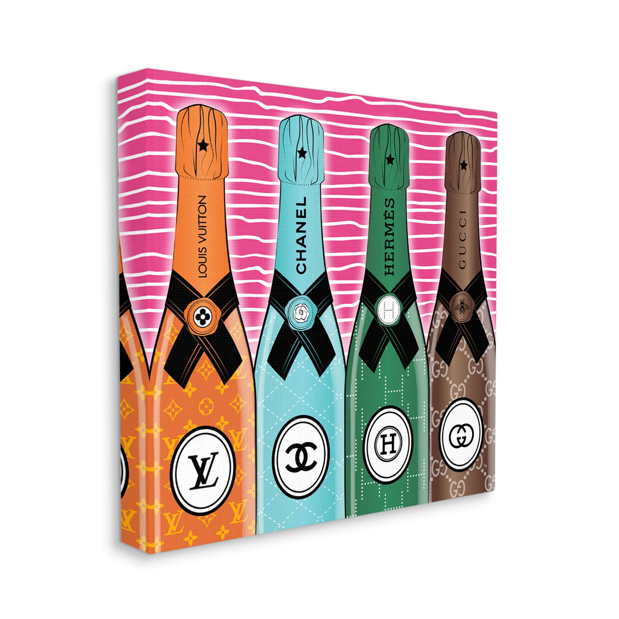 Stupell Industries Fashion Logo Champagne Bottles Beauty & Fashion Painting Gallery Wrapped Canvas Print Wall Art