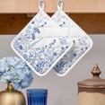thumbnail image 2 of Blue Flower Plant Pot Holders for Kitchen Heatproof Potholder, 2 Pack Retro Country Tree Branch Leaves Hot Pads Multipurpose Oven Pads Cloth Potholders Trivet for Cooking and Baking, 2 of 8