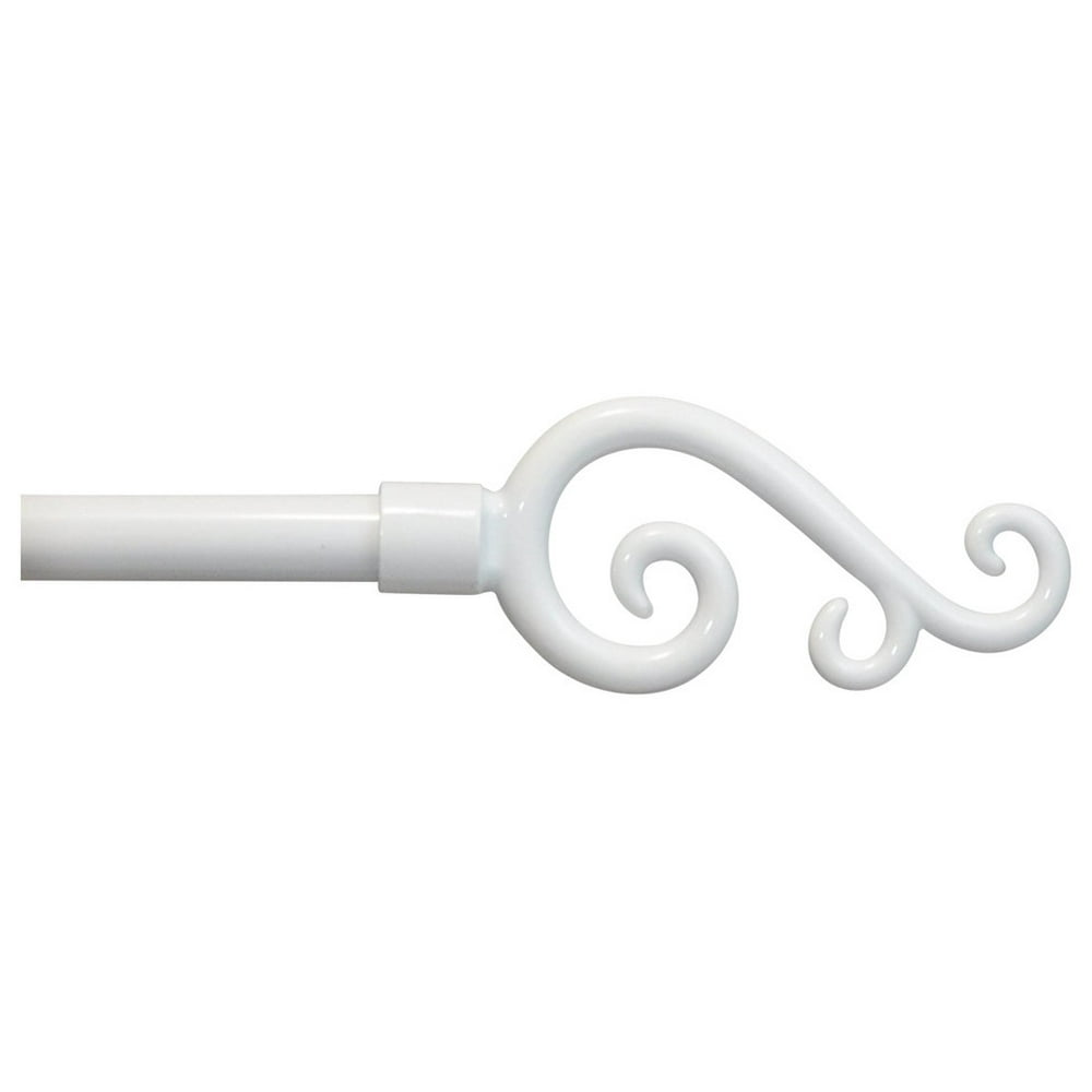 Urbanest Adjustable Scroll Curtain Rod, 5/8", Glossy White, 48"84