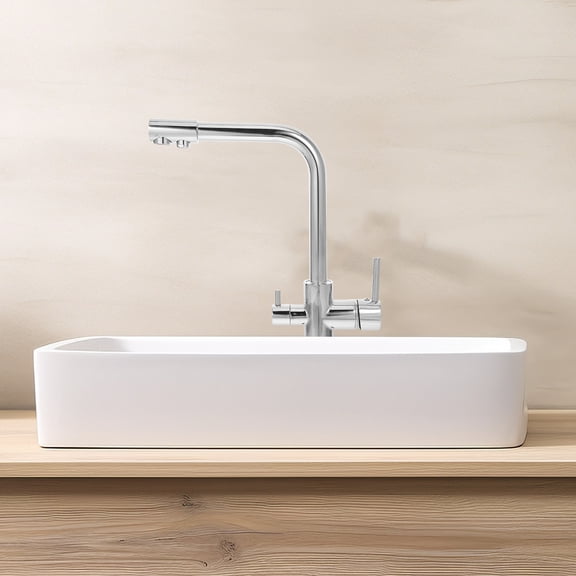 ADDHAT Silver Dual Spray Kitchen Faucet Copper Stainless Steel Easy Install Home