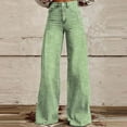 thumbnail image 2 of WTOBBY Women's Fashion Casual Denim Striped Wide Leg Straight Micro-flare Jeans, Retro Style Trousers for Everyday Wear, Comfortable and Trendy Appearance,Green L, 2 of 7