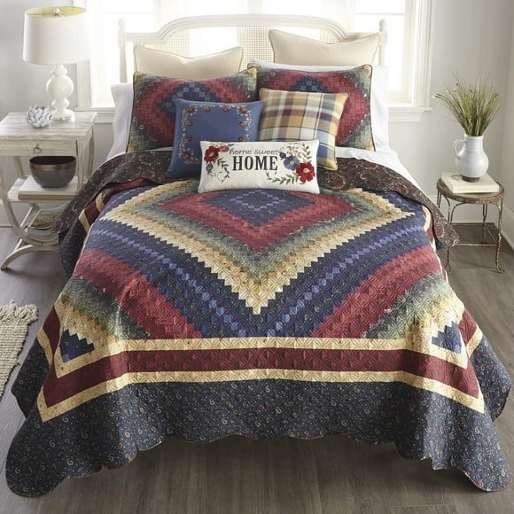 Donna Sharp Juego de cama tradicional de poliéster con diseño de Chesapeake, juego de edredón de 3 piezas tamaño Queen incluye edredón y dos fundas de almohada, perfecto para decoración rústica