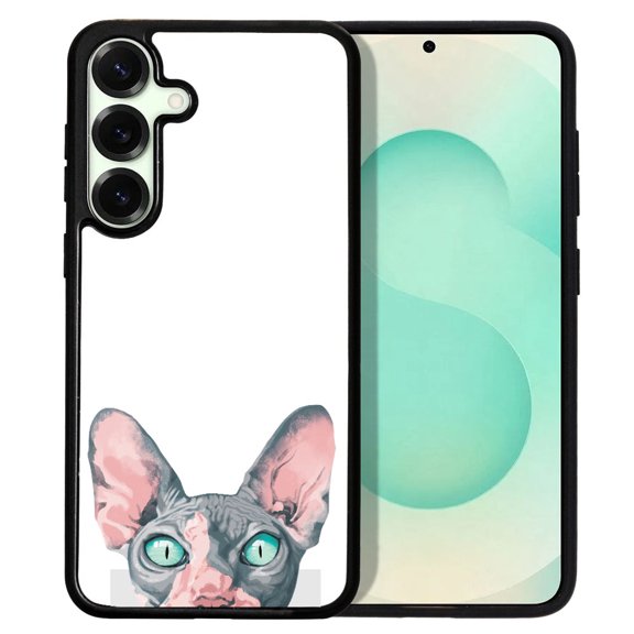 WIRESTER Shockproof Soft Rubber Cover Case for Samsung Galaxy S25 / S25 Plus 6.7" 2025, Animal Sphynx Kitten Cat