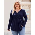 thumbnail image 6 of Zeagoo Womens Plus Size Long Sleeve Shirts Fall Tunic Top V-neck T-Shirt Button Up Dressy Casual Blouse, 6 of 6