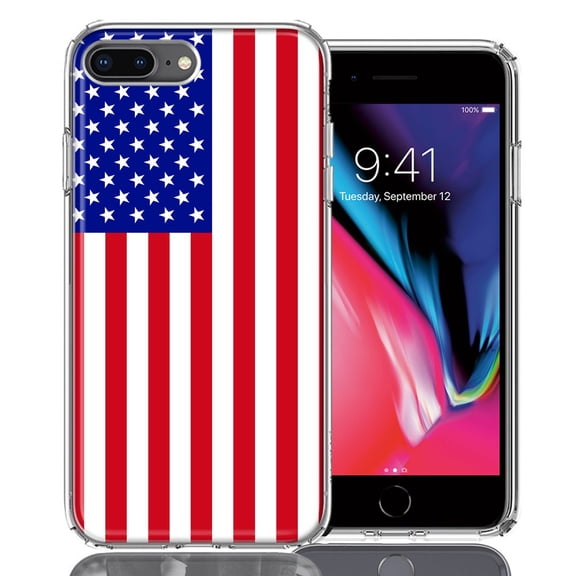 MUNDAZE For Apple iPhone 7/8 Plus USA American Flag Design Double Layer Phone Case Cover