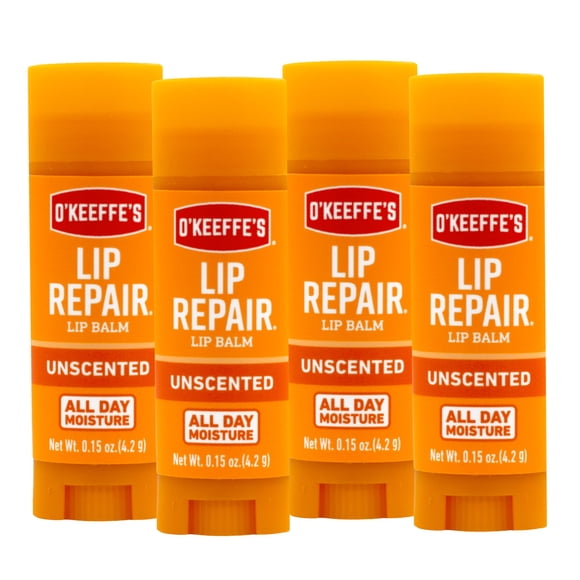 Bálsamo labial sin perfume O'Keeffe's Lip Repair para labios secos (paquete de 4)