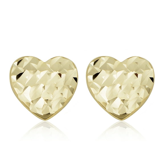 KoolJewelry 14k Yellow Gold Heart Stud Earrings