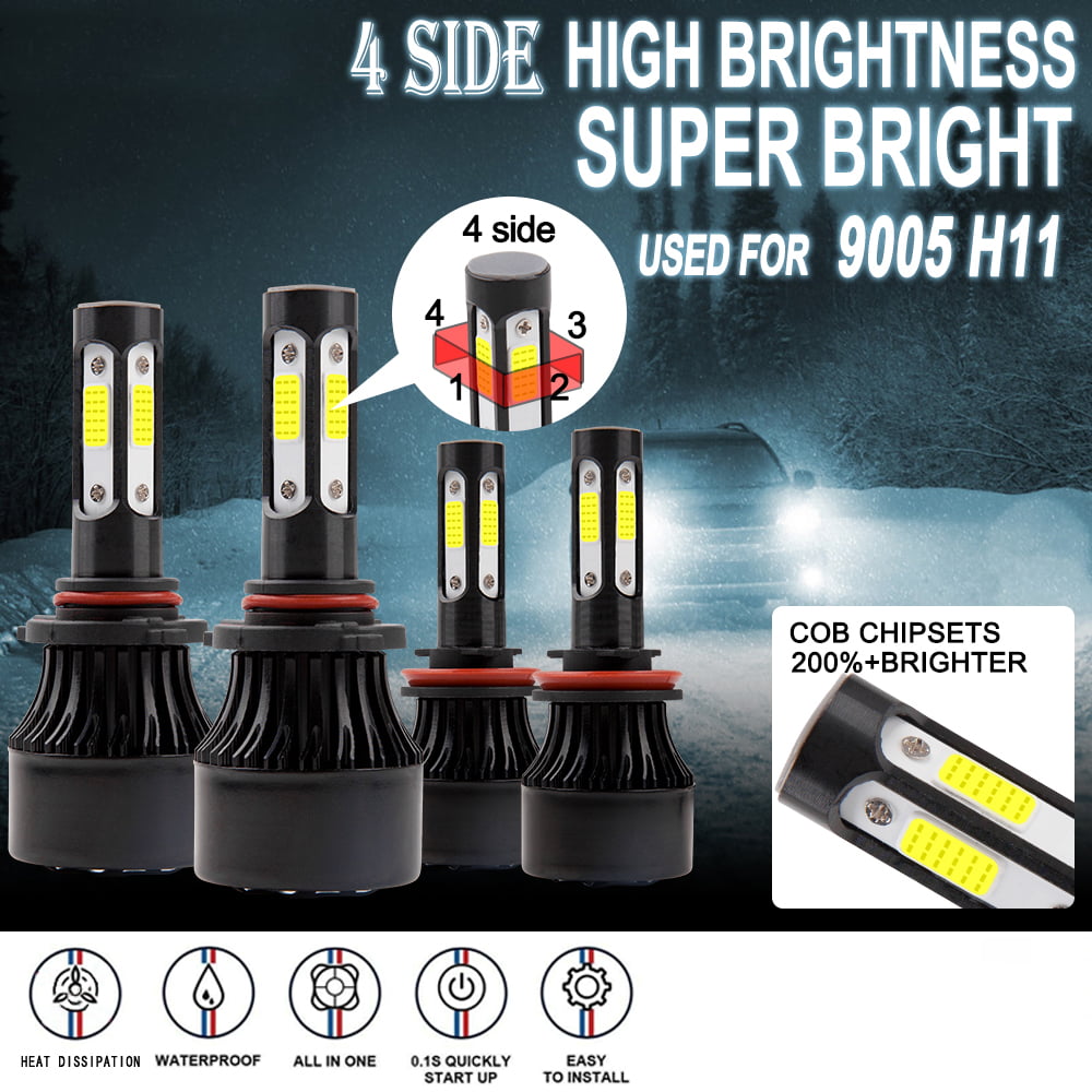 9003 H4 CREE Led Headlight Conversion Kit Hi Lo Beam Kit 6000K COB Bulb 450000LM 