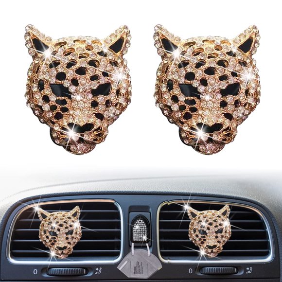 Sujetadores para rejilla de ventilación del auto Xinjincang Bling Leopardo, 2 piezas
