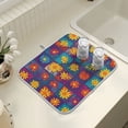 thumbnail image 4 of Yayeee Dish Drying Mat for Kitchen Counter 16" x 18" Microfiber Super Absorbent Coffee Decorative Pad, Colorful Checkered Daisy, 4 of 9