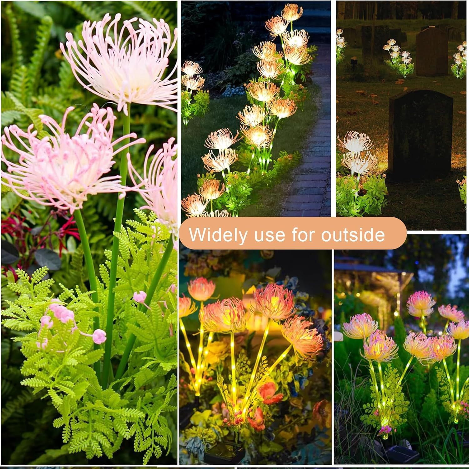 4 Pack Solar Garden Lights Outdoor, Solar Flower Lights for Yard with Lighting Modes, Glowing Flowers & Stems, Auto ON/Off Outdoor Light for Garden Decoration