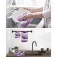 thumbnail image 5 of Purple Ombre Kitchen Dish Towels for Drying Dishes Set of 3, Modern Geometric Moire Abstract Art Waffle Weave Microfiber Hand Tea Bathroom Towels Quick Dry & Absorbent Towel 15.7x23.6, 5 of 7