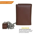 thumbnail image 3 of Leatherboss Genuine Leather Men Dollar Trifold Wallet Chain Biker, Brown, 3 of 7