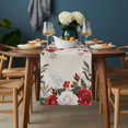 thumbnail image 2 of Red Green Valentine's Day Table Runner - 60 Inch Long, Kitchen Dining Table Runner Dresser Scarves, Summer Botanical Floral Rustic Farmhouse Decor for Coffee Tables Wedding Party Banquet, 2 of 8