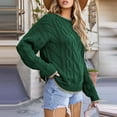 thumbnail image 4 of Lenpel Oversized Sweaters for Women Crew Neck Long Sleeve Chunky Cable Knit Pullover Tops Fashion Fall Winter Clothes(Green,X-Large), 4 of 4