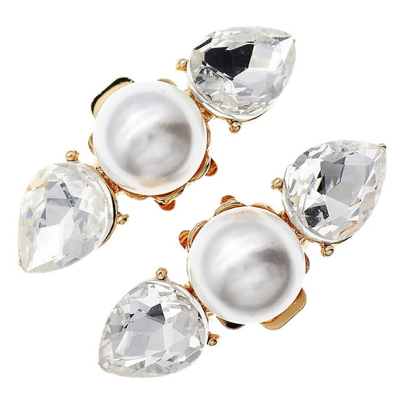 FOMIYES 1Pair Golden Rhinestone Decorative Shoe Clips Clip on Shoe Embellishments for Weddings