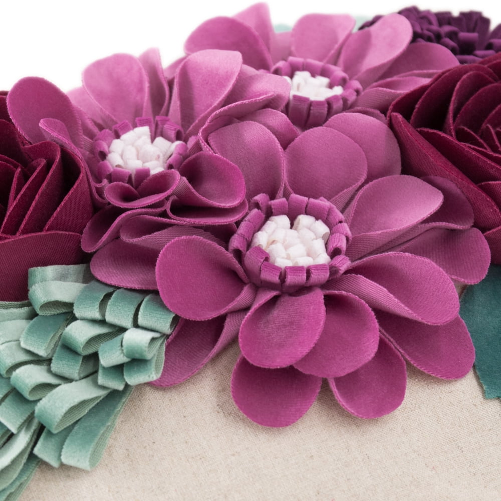 JWH 3D Fuchsia Decorative Flower Throw Pillow Covers for Unique and Stylish Decoration 18x18inch Square