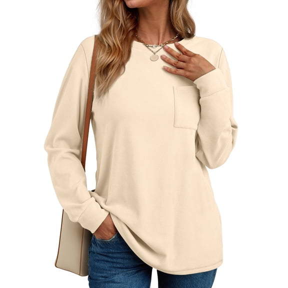 Fantaslook Crewneck Sweatshirts for Women Casual Long Sleeve Shirts Tunic Tops Pullover with Pocket