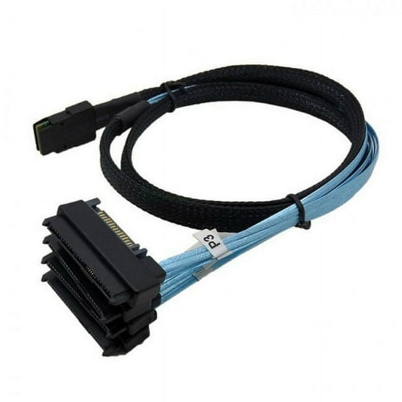 JSER Internal 36 Pin Mini SAS SFF-8087 Host to 4 SFF-8482 Target SAS Hard Disk and SATA Power Cable 100cm