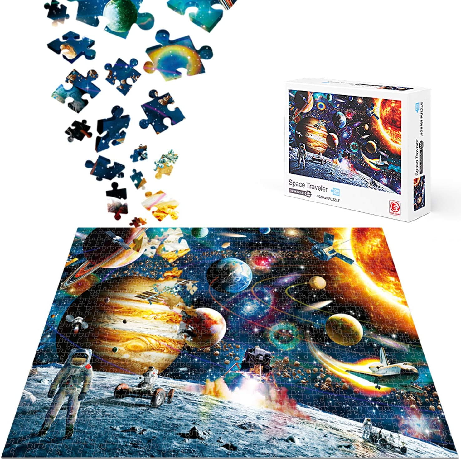 Jigsaw Puzzles 1000 Pieces for Adults Outer Space Solar System Adult Puzzle Challenge Educational Intellectual 1000 Piece Puzzles 