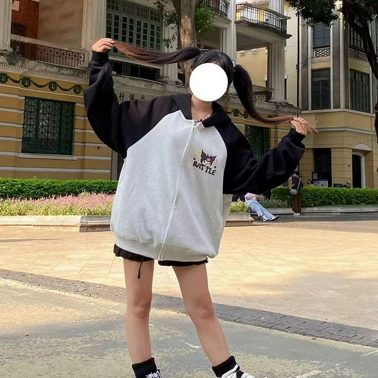 Kawaii Sanrio Kuromi Cartoon Anime Hooded Jacket Zipper Sweater