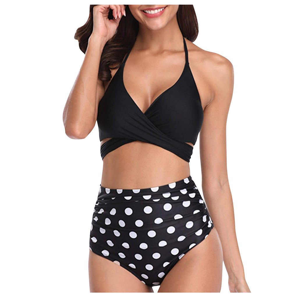 high waisted ruched bikini set