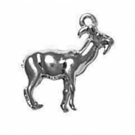 Sterling Silver 18" 1mm Box Chain 3D Standing Mountan Goat Goatee And Horns Pendant Necklace